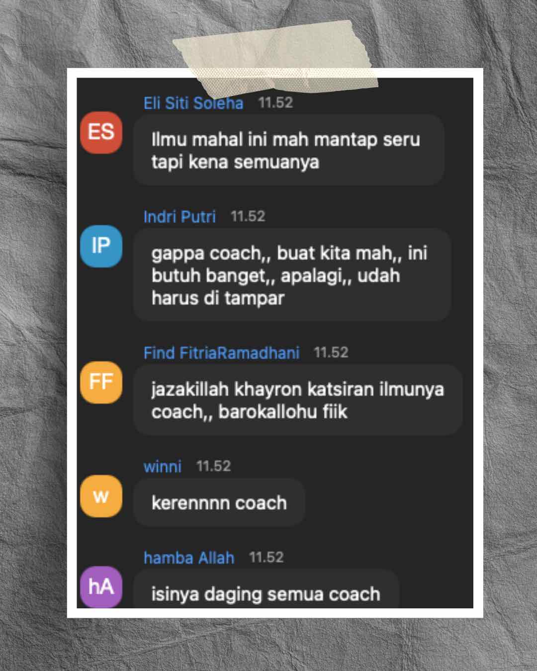 Tanggapan peserta webinar: ilmu mahal, mantap, dan isinya daging semua