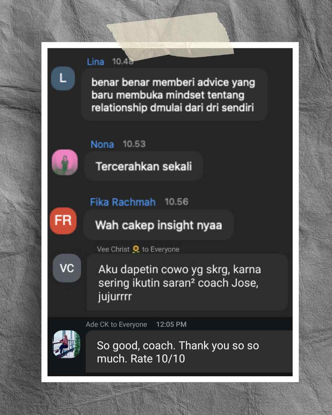 Tanggapan peserta webinar tentang terbukanya mindset relationship mulai dari diri sendiri